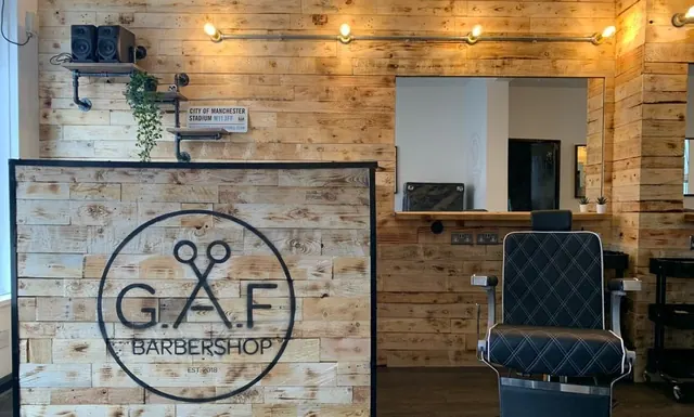 The reception desk with the Gaf logo